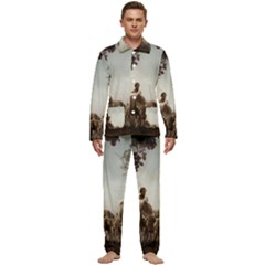 Man Cattle Animals Cows Bulls Calves Mammals Men s Long Sleeve Velvet Pocket Pajamas Set by danenraven