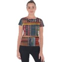 Books Library Bookshelf Bookshop Vintage Antique Short Sleeve Sports Top  View1