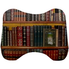 Books Library Bookshelf Bookshop Vintage Antique Head Support Cushion by danenraven