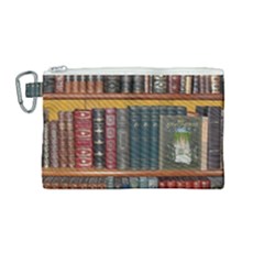 Books Library Bookshelf Bookshop Vintage Antique Canvas Cosmetic Bag (medium) by danenraven