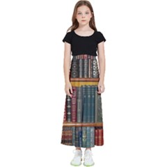 Books Library Bookshelf Bookshop Vintage Antique Kids  Flared Maxi Skirt by danenraven