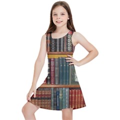 Books Library Bookshelf Bookshop Vintage Antique Kids  Lightweight Sleeveless Dress by danenraven