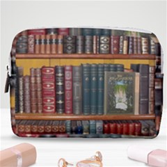 Books Library Bookshelf Bookshop Vintage Antique Make Up Pouch (medium) by danenraven