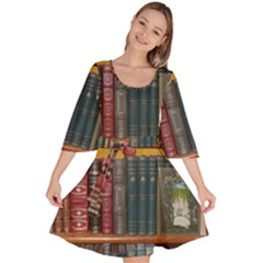 Books Library Bookshelf Bookshop Vintage Antique Velour Kimono Dress by danenraven