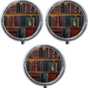 Books Library Bookshelf Bookshop Vintage Antique Mini Round Pill Box (Pack of 3) View1