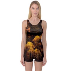 Autumn Fall Foliage Forest Trees Woods Nature One Piece Boyleg Swimsuit by danenraven