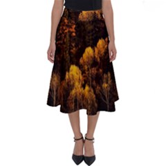 Autumn Fall Foliage Forest Trees Woods Nature Perfect Length Midi Skirt by danenraven