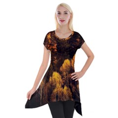 Autumn Fall Foliage Forest Trees Woods Nature Short Sleeve Side Drop Tunic by danenraven