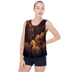 Autumn Fall Foliage Forest Trees Woods Nature Bubble Hem Chiffon Tank Top by danenraven