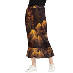 Autumn Fall Foliage Forest Trees Woods Nature Maxi Fishtail Chiffon Skirt by danenraven