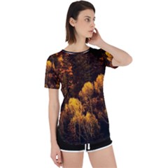 Autumn Fall Foliage Forest Trees Woods Nature Perpetual Short Sleeve T-shirt by danenraven