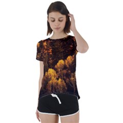 Autumn Fall Foliage Forest Trees Woods Nature Short Sleeve Open Back Tee by danenraven