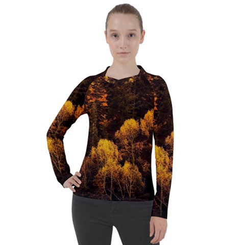 Autumn Fall Foliage Forest Trees Woods Nature Women s Pique Long Sleeve Tee by danenraven