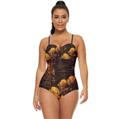 Autumn Fall Foliage Forest Trees Woods Nature Retro Full Coverage Swimsuit by danenraven