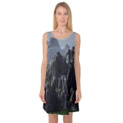 Terrain Mountain Rock Landscape Mountains Nature Sleeveless Satin Nightdress by danenraven