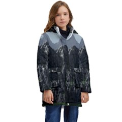 Terrain Mountain Rock Landscape Mountains Nature Kid s Hooded Longline Puffer Jacket by danenraven