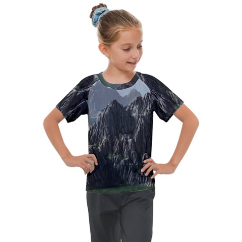 Terrain Mountain Rock Landscape Mountains Nature Kids  Mesh Piece Tee by danenraven