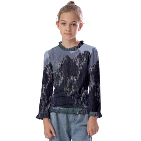 Terrain Mountain Rock Landscape Mountains Nature Kids  Frill Detail Tee by danenraven