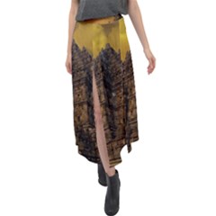 Temple Prambanan Java Indonesia Velour Split Maxi Skirt by danenraven