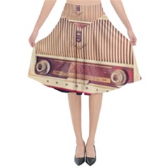 Radio Vintage Listen Retro Music Frequency Flared Midi Skirt by danenraven