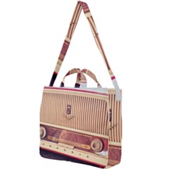 Radio Vintage Listen Retro Music Frequency Square Shoulder Tote Bag by danenraven