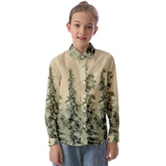 Winter Snow Frost Landscape Forest Trees Woods Kids  Long Sleeve Shirt by danenraven