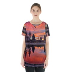 Lago Di Limides Dolomites Alps Italy Mountains Skirt Hem Sports Top by danenraven