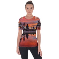 Lago Di Limides Dolomites Alps Italy Mountains Shoulder Cut Out Short Sleeve Top by danenraven