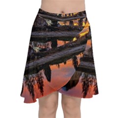 Lago Di Limides Dolomites Alps Italy Mountains Chiffon Wrap Front Skirt by danenraven