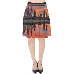 Lago Di Limides Dolomites Alps Italy Mountains Velvet High Waist Skirt by danenraven