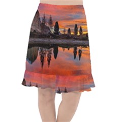 Lago Di Limides Dolomites Alps Italy Mountains Fishtail Chiffon Skirt by danenraven