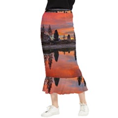 Lago Di Limides Dolomites Alps Italy Mountains Maxi Fishtail Chiffon Skirt by danenraven