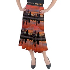 Lago Di Limides Dolomites Alps Italy Mountains Midi Mermaid Skirt by danenraven