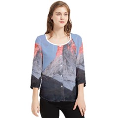 Matterhorn Mountain High Mountains Landscape Chiffon Quarter Sleeve Blouse by danenraven