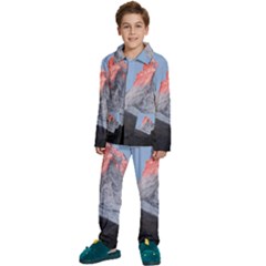 Matterhorn Mountain High Mountains Landscape Kids  Long Sleeve Velvet Pajamas Set