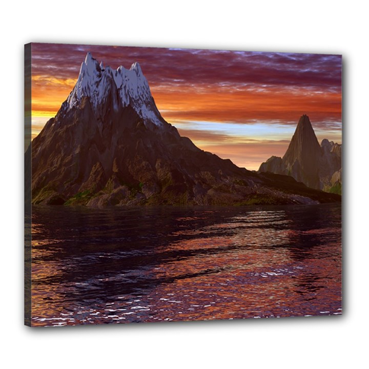 Sunset Island Tropical Sea Ocean Water Travel Canvas 24  x 20  (Stretched)