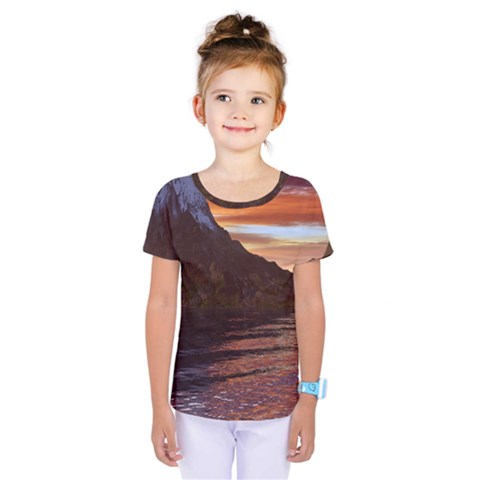 Sunset Island Tropical Sea Ocean Water Travel Kids  One Piece Tee by danenraven