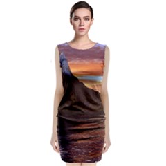 Sunset Island Tropical Sea Ocean Water Travel Sleeveless Velvet Midi Dress by danenraven