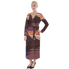 Sunset Island Tropical Sea Ocean Water Travel Velvet Maxi Wrap Dress by danenraven