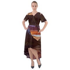 Sunset Island Tropical Sea Ocean Water Travel Front Wrap High Low Dress by danenraven