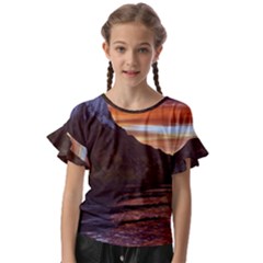 Sunset Island Tropical Sea Ocean Water Travel Kids  Cut Out Flutter Sleeves