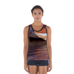 Sunset Island Tropical Sea Ocean Water Travel Sport Tank Top  by danenraven