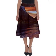 Sunset Island Tropical Sea Ocean Water Travel Perfect Length Midi Skirt by danenraven