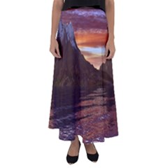 Sunset Island Tropical Sea Ocean Water Travel Flared Maxi Skirt by danenraven