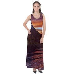 Sunset Island Tropical Sea Ocean Water Travel Sleeveless Velour Maxi Dress by danenraven