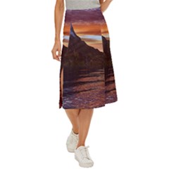 Sunset Island Tropical Sea Ocean Water Travel Midi Panel Skirt by danenraven