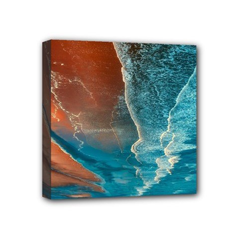 Sea Ocean Coastline Coast Sky Clouds Beach Sand Mini Canvas 4  X 4  (stretched) by danenraven