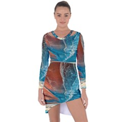 Sea Ocean Coastline Coast Sky Clouds Beach Sand Asymmetric Cut-out Shift Dress by danenraven