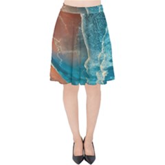 Sea Ocean Coastline Coast Sky Clouds Beach Sand Velvet High Waist Skirt by danenraven