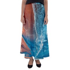 Sea Ocean Coastline Coast Sky Clouds Beach Sand Flared Maxi Skirt by danenraven